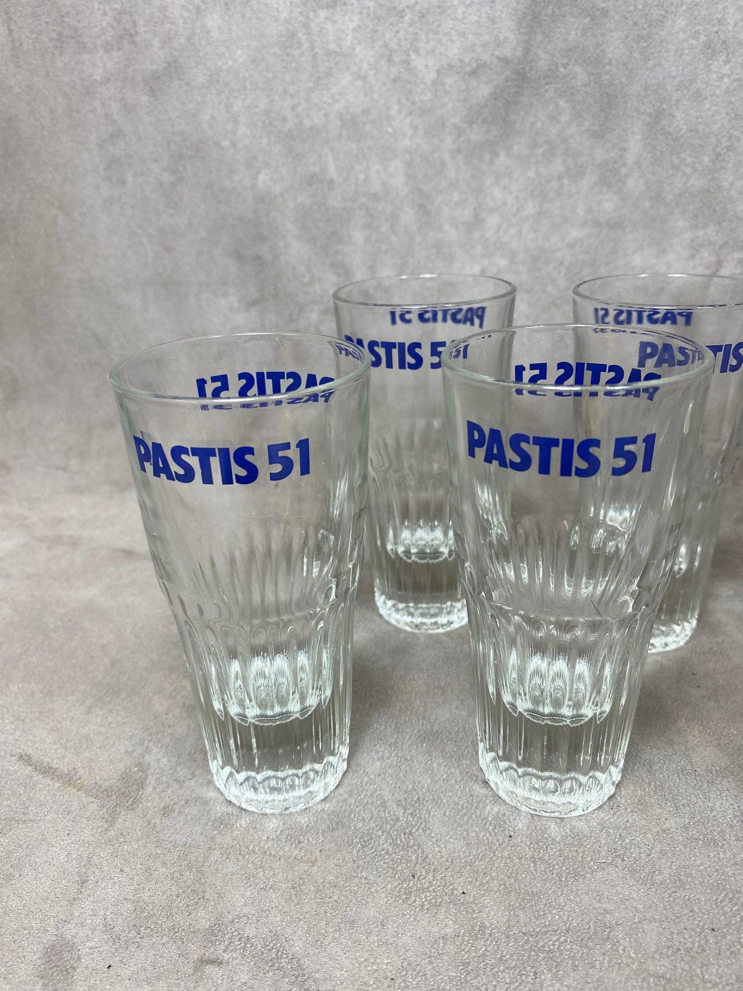 Set of 6 Pastis glasses Pastis 51 in vintage retro glass Made in France 1970s