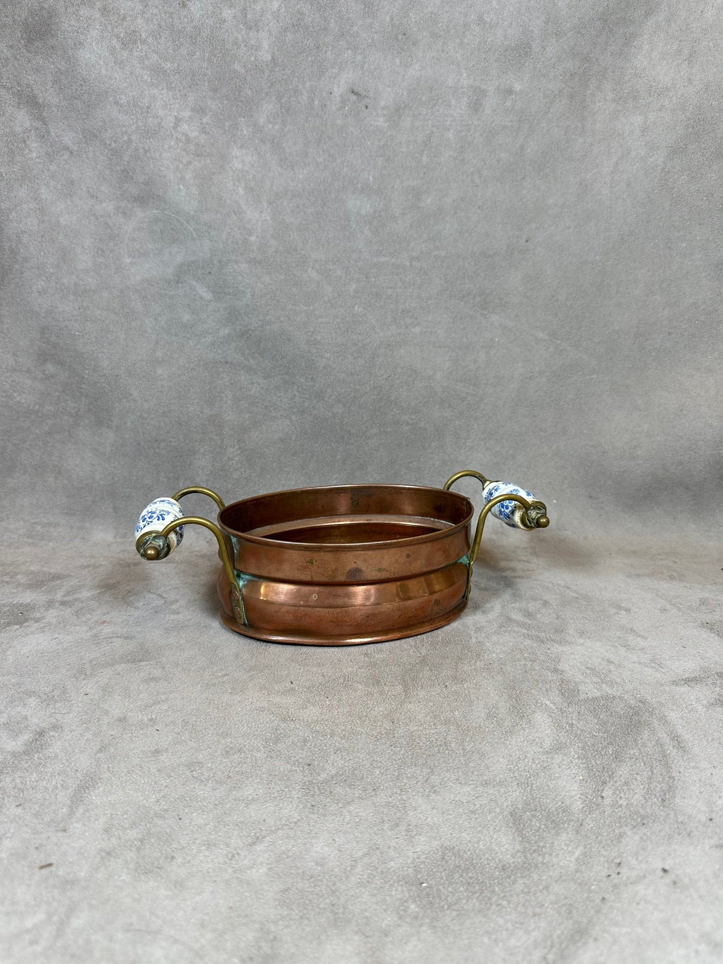 Plat en Laiton poignée Céramique, Made in France, Vintage 1960