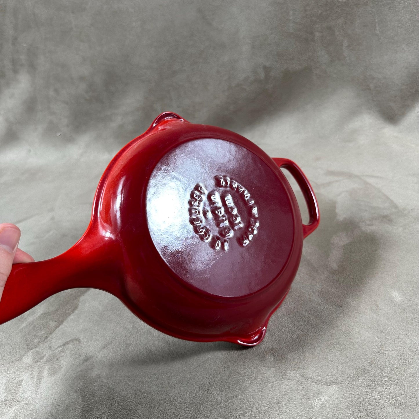 Skillet Le Creuset en fonte émaillée rouge avec poignée vintage made in France Taille 16