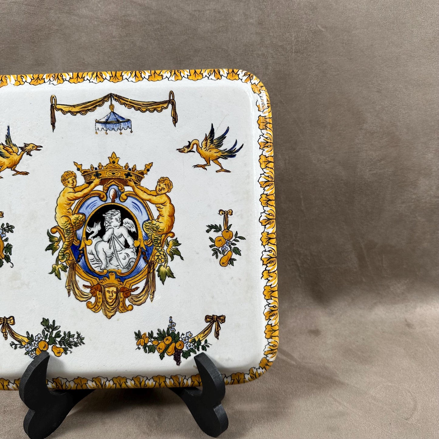 RARE Dessous de plat Gien modèle Renaissance blanc faience Modèle Original Made in France 1900