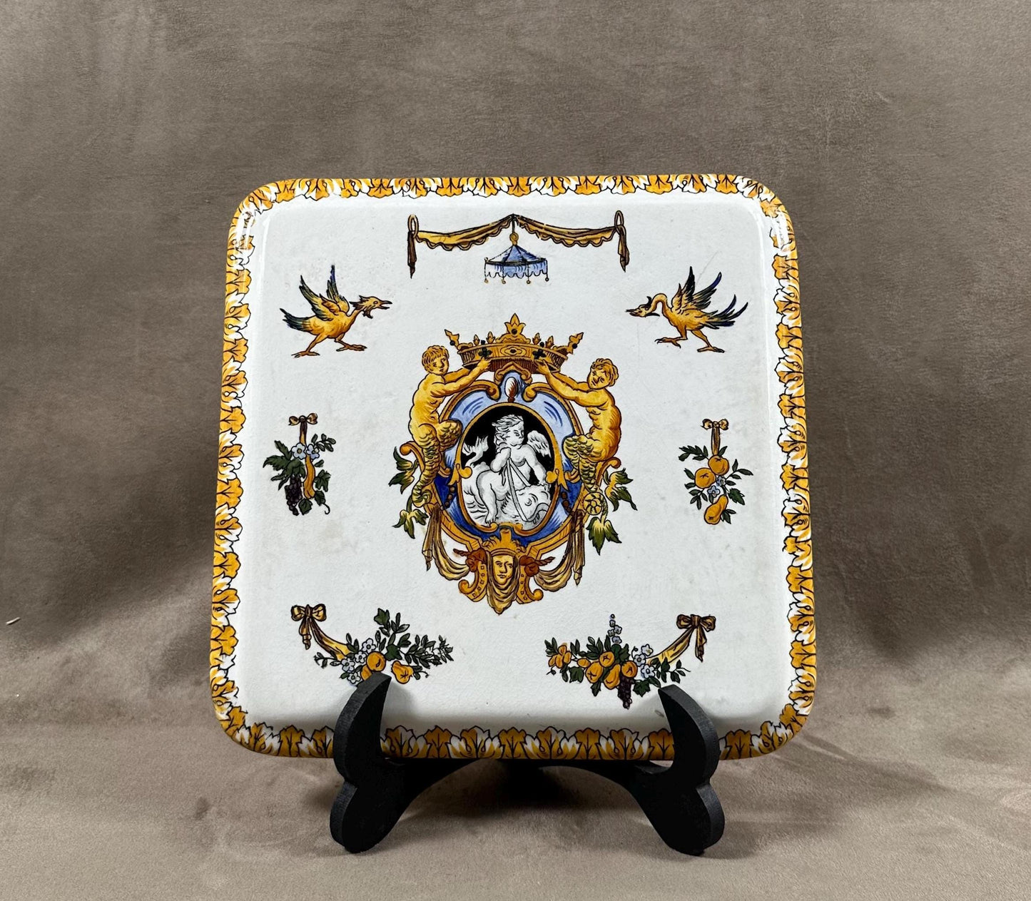 RARE Dessous de plat Gien modèle Renaissance blanc faience Modèle Original Made in France 1900