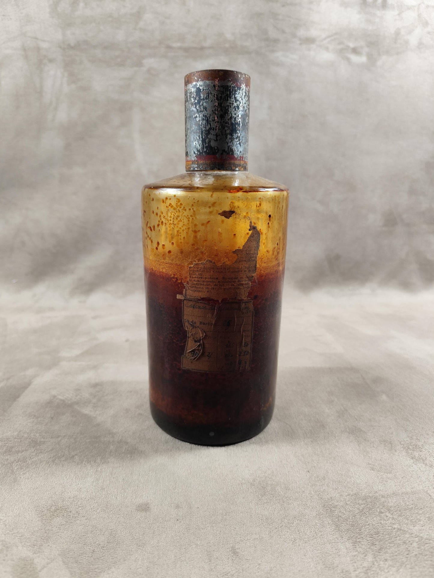 RARE Pot à pharmacie ancien en verre " Oleum Vol: Terebinth " vintage Made in France 1900