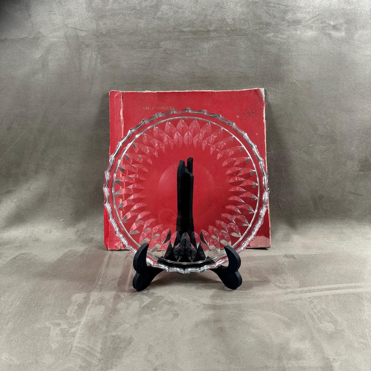 RARE Magnifique plateau en verre Val Saint Lambert vintage Made in France