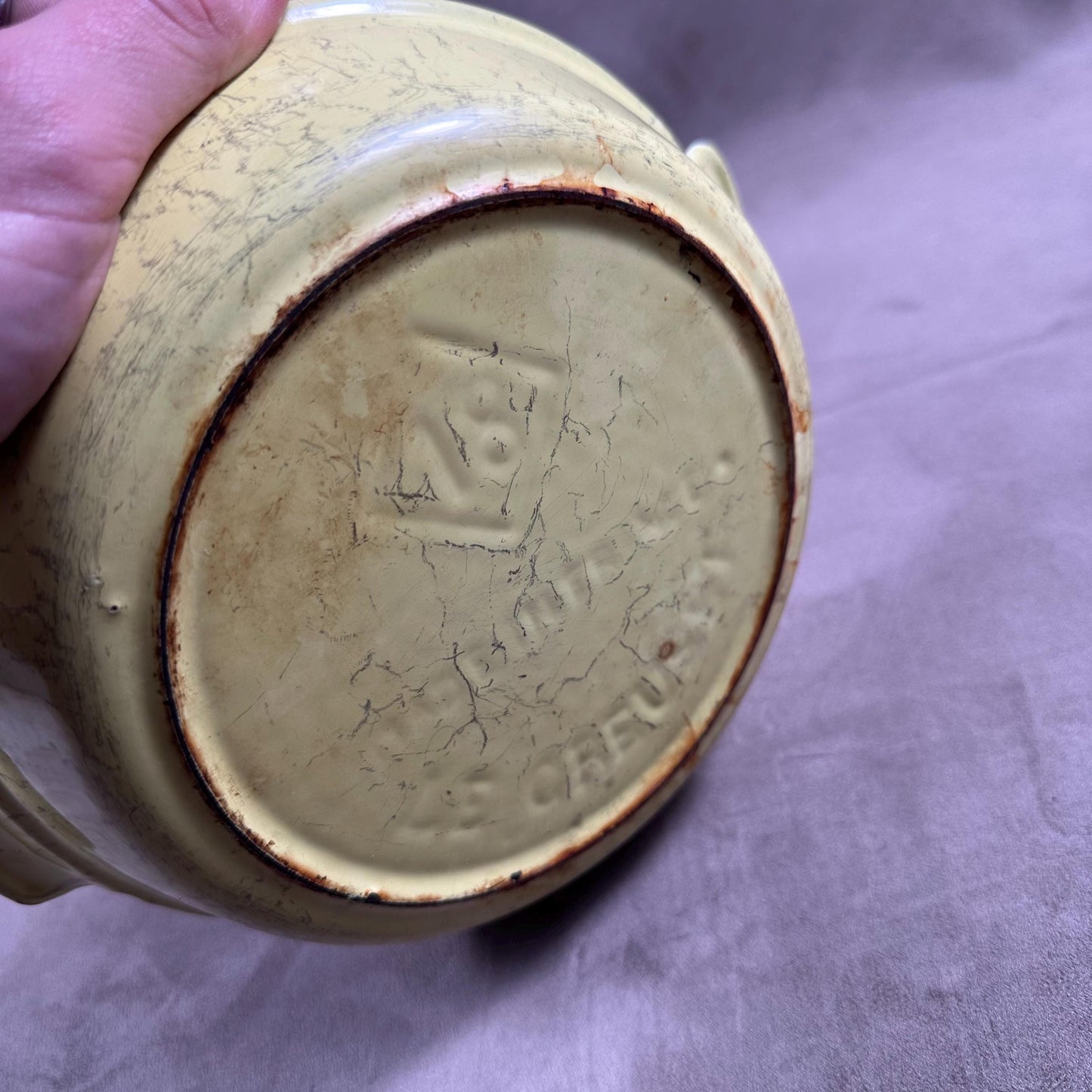 Plat en fonte jaune Le Creuset vintage Made in France Années 1980