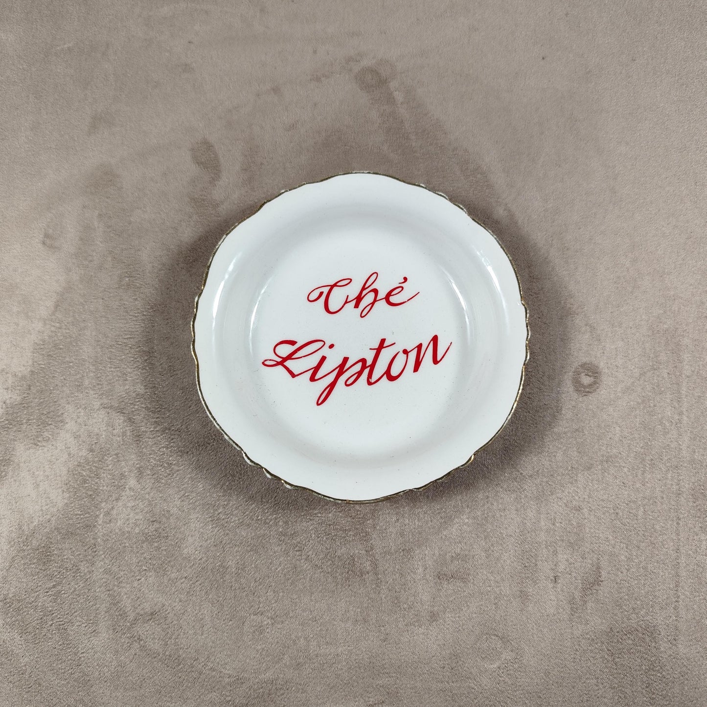 Cendrier Publicitaire en faience Thé Lipton par Moulin des Loups Made in France Vintage 1980