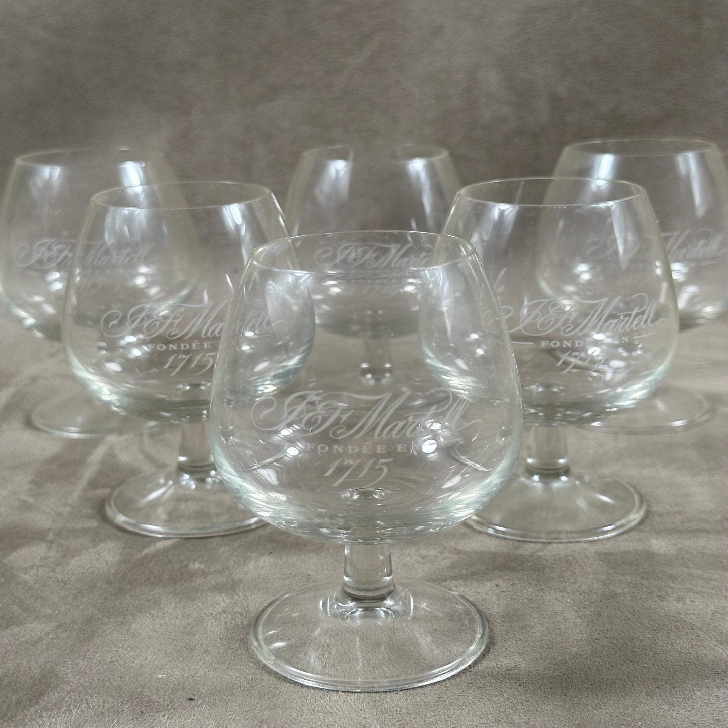 Lot de 6 verres a cognac en verre cognac J.F Martell vintage made in France 1980