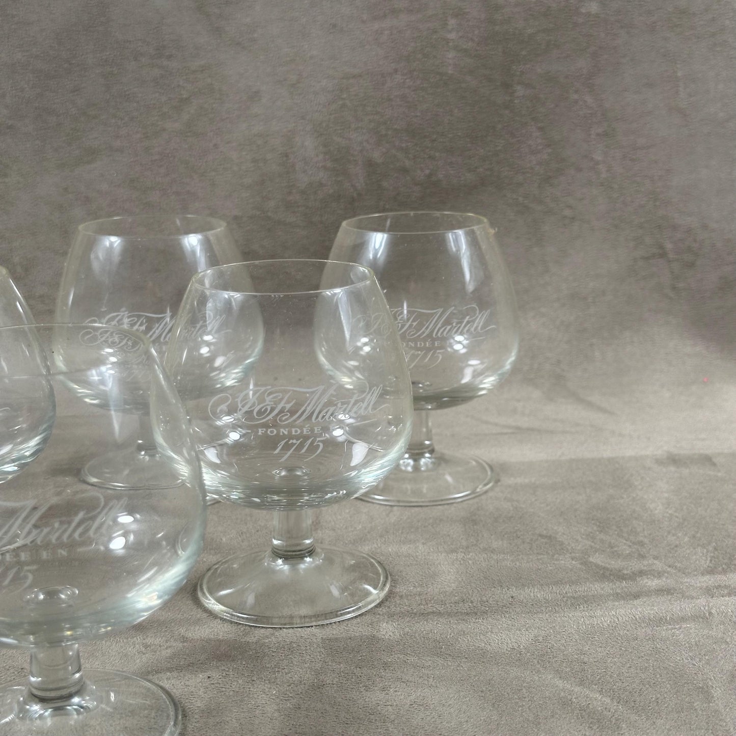 Lot de 6 verres a cognac en verre cognac J.F Martell vintage made in France 1980