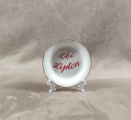 Cendrier Publicitaire en faience Thé Lipton par Moulin des Loups Made in France Vintage 1980