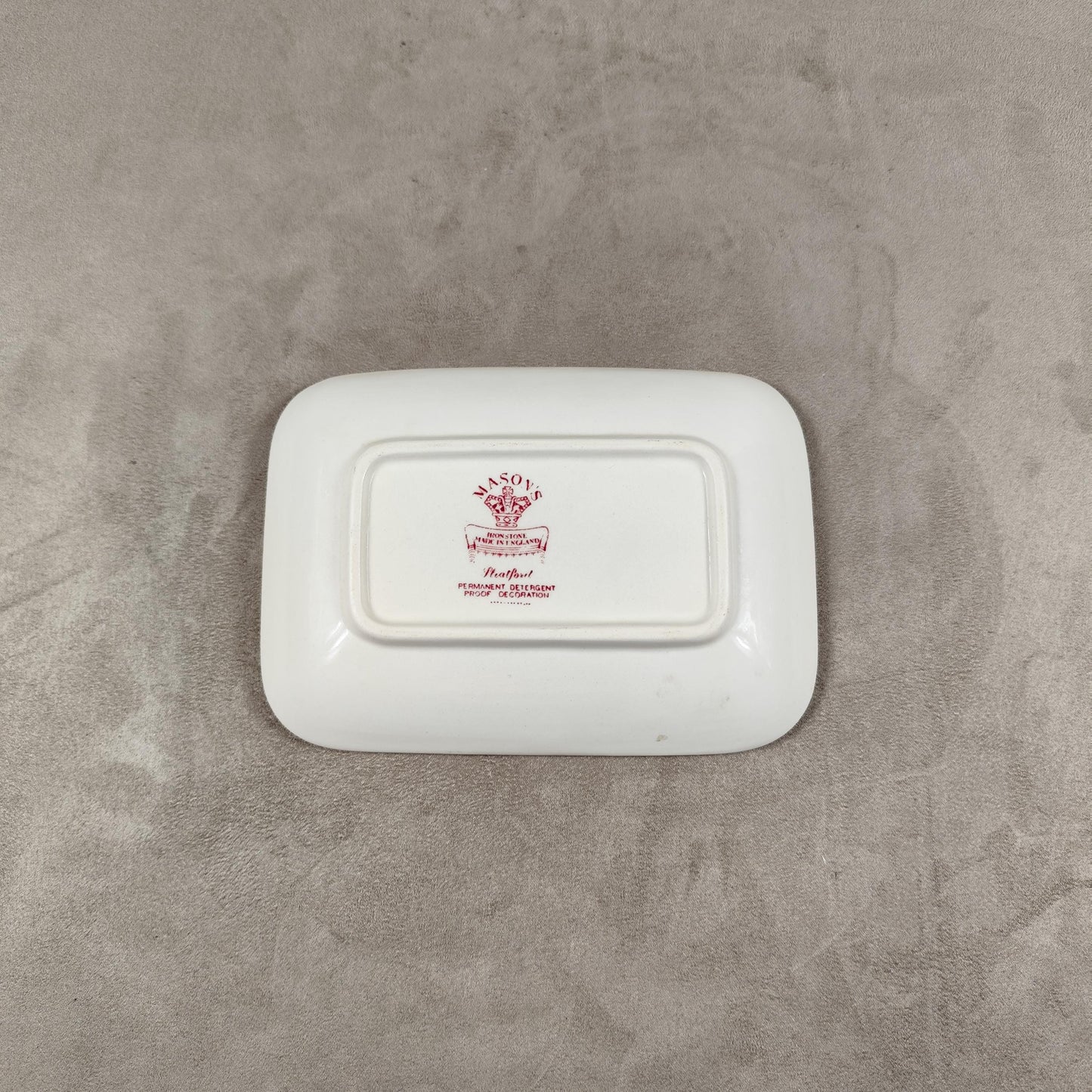 RARE Porte savon en faience blanche et rouge par Mason's Made in England 1900