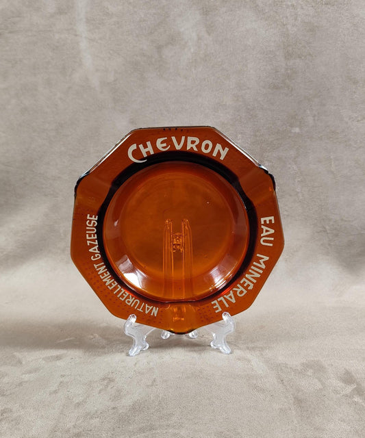 Cendrier en verre marron Chevron eau minérale vintage Made in France
