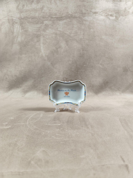 Cendrier publicitaire porcelaine ST TROPEZ pour la Résidence de la Pinède par Stephanie Bauchy vintage 1980