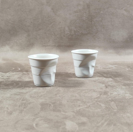 Lot de 2 gobelet Froissé REVOL en céramique blanc, Made in France, Vintage 2000