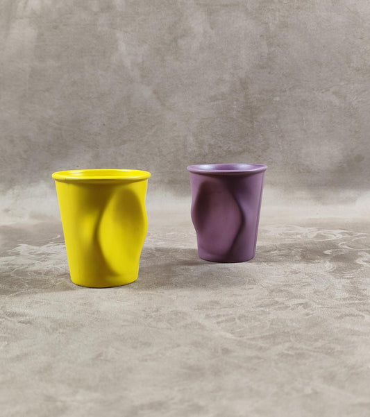 Lot de 2 grand gobelet Froissé REVOL en céramique, Made in France, Vintage 2000