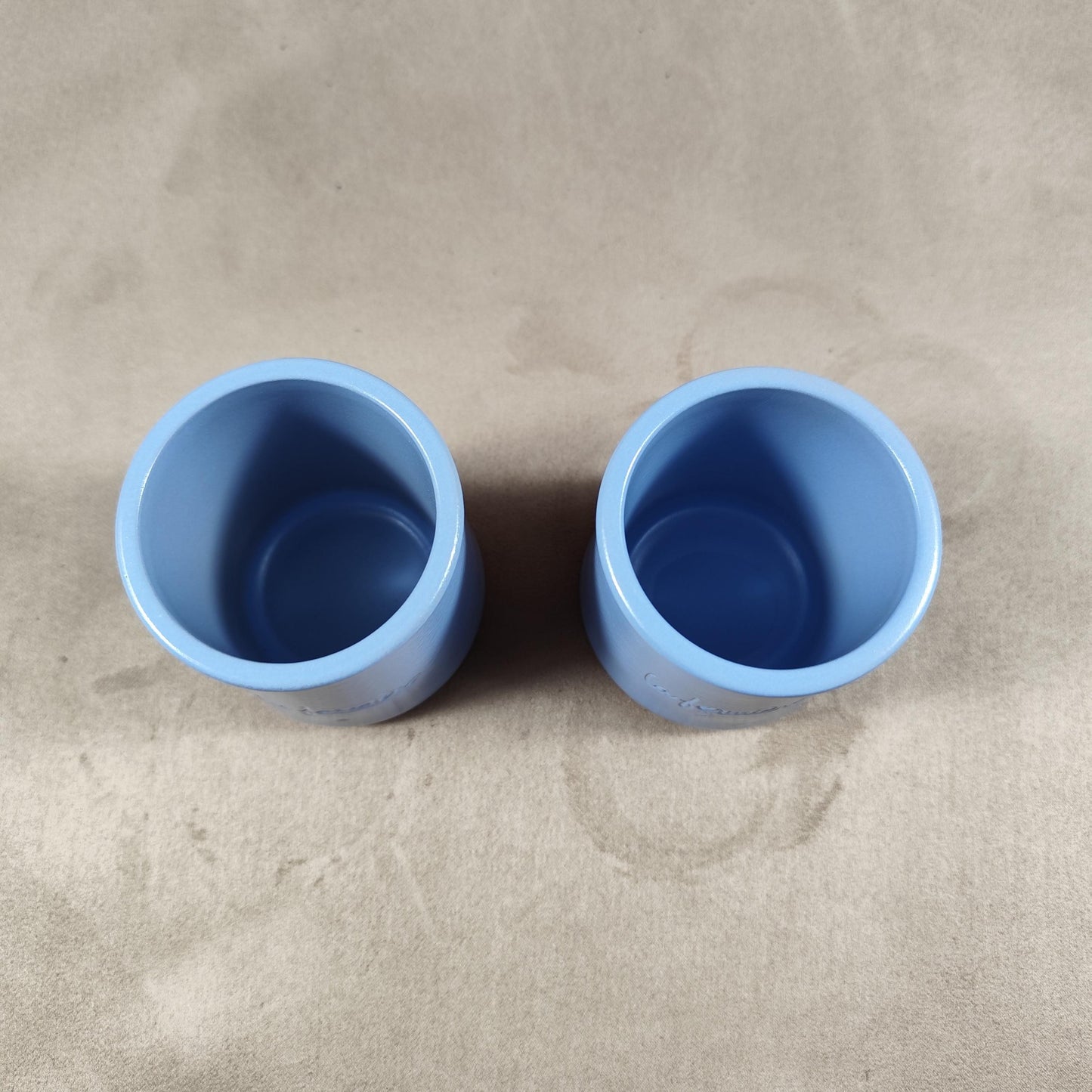 2 pot de yaourt La fermière en terre cuite émaillée bleue made in France vintage 1990