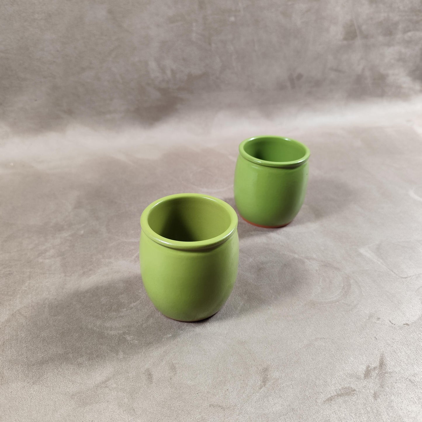 2 pot de yaourt La fermière en terre cuite émaillée vert made in France vintage 1990
