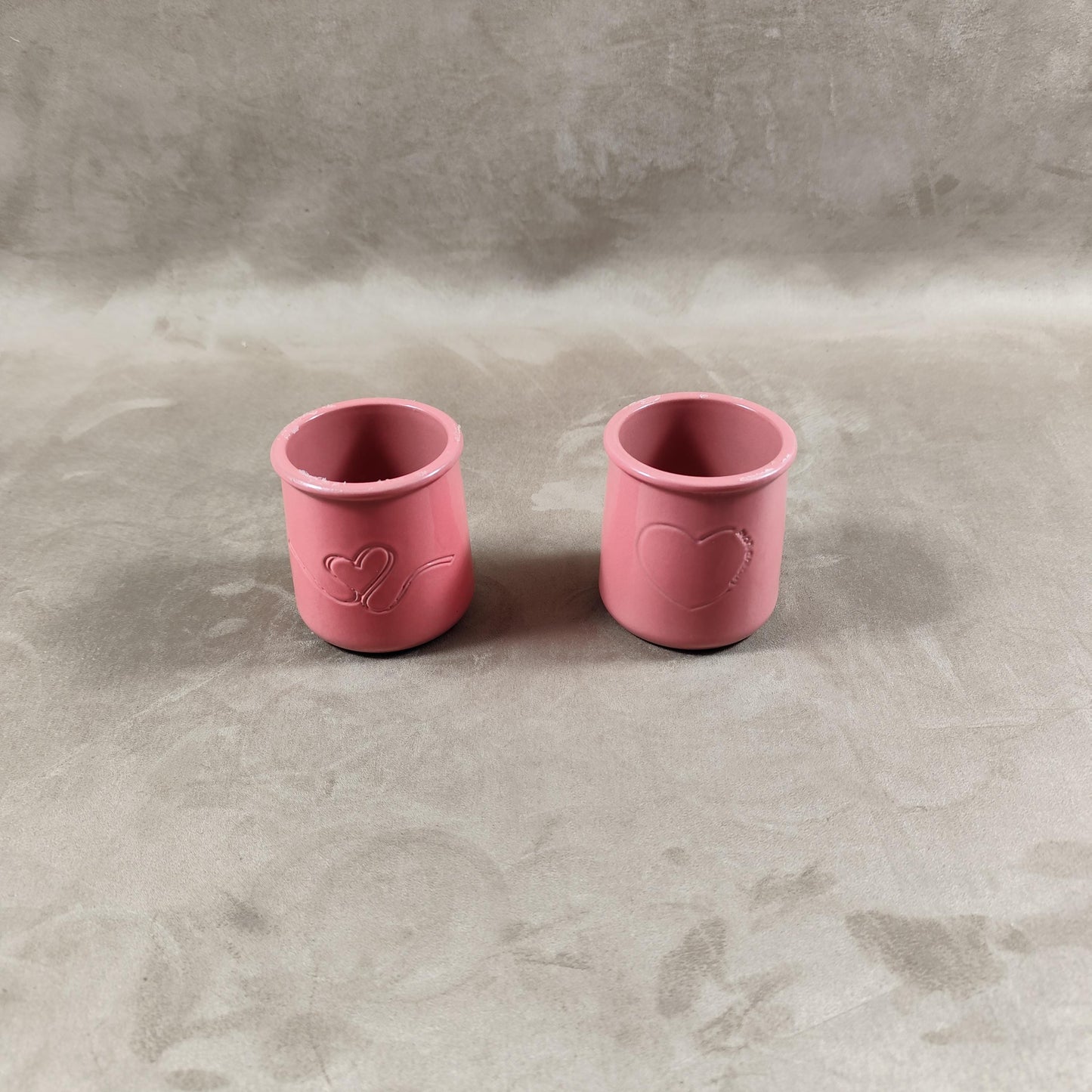 2 pot de yaourt La fermière "Saint Valentin" en terre cuite émaillée made in France vintage 1990