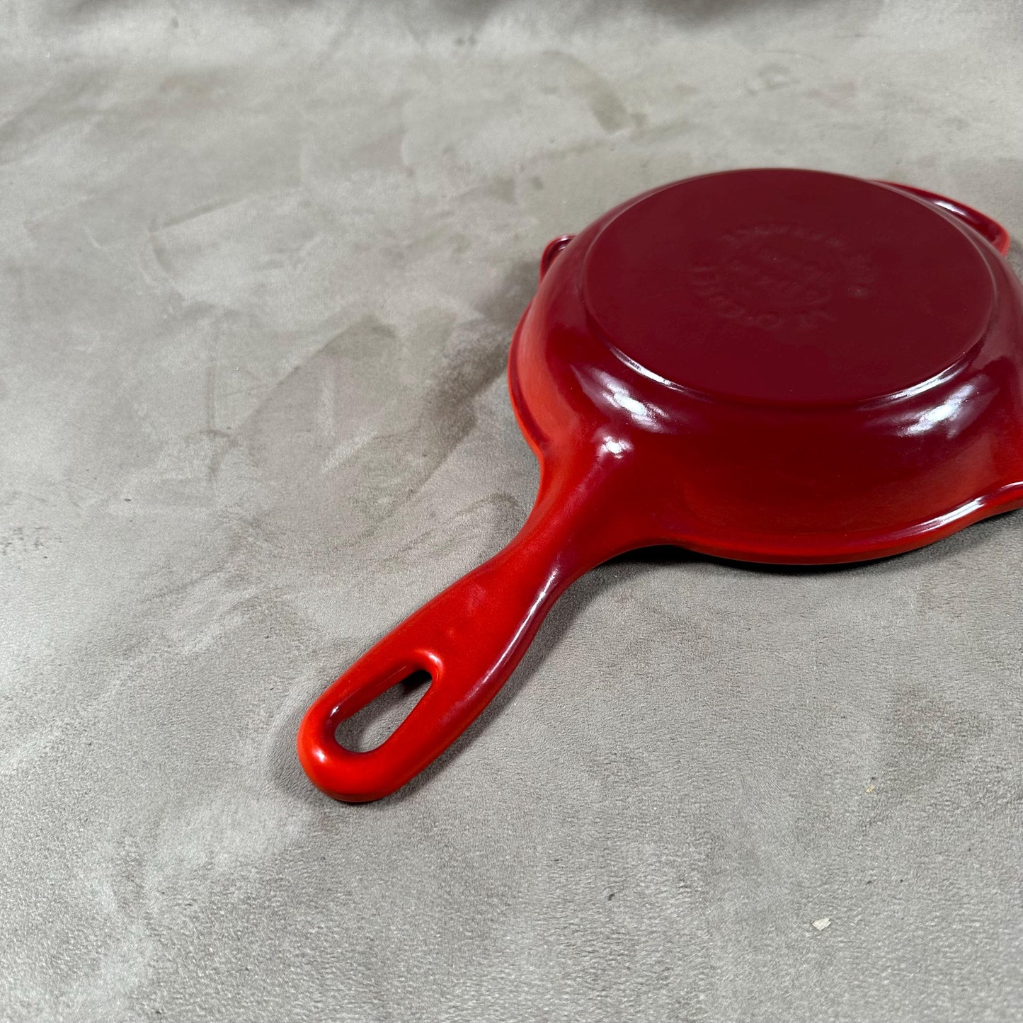 Skillet Le Creuset en fonte émaillée rouge avec poignée vintage made in France Taille 16