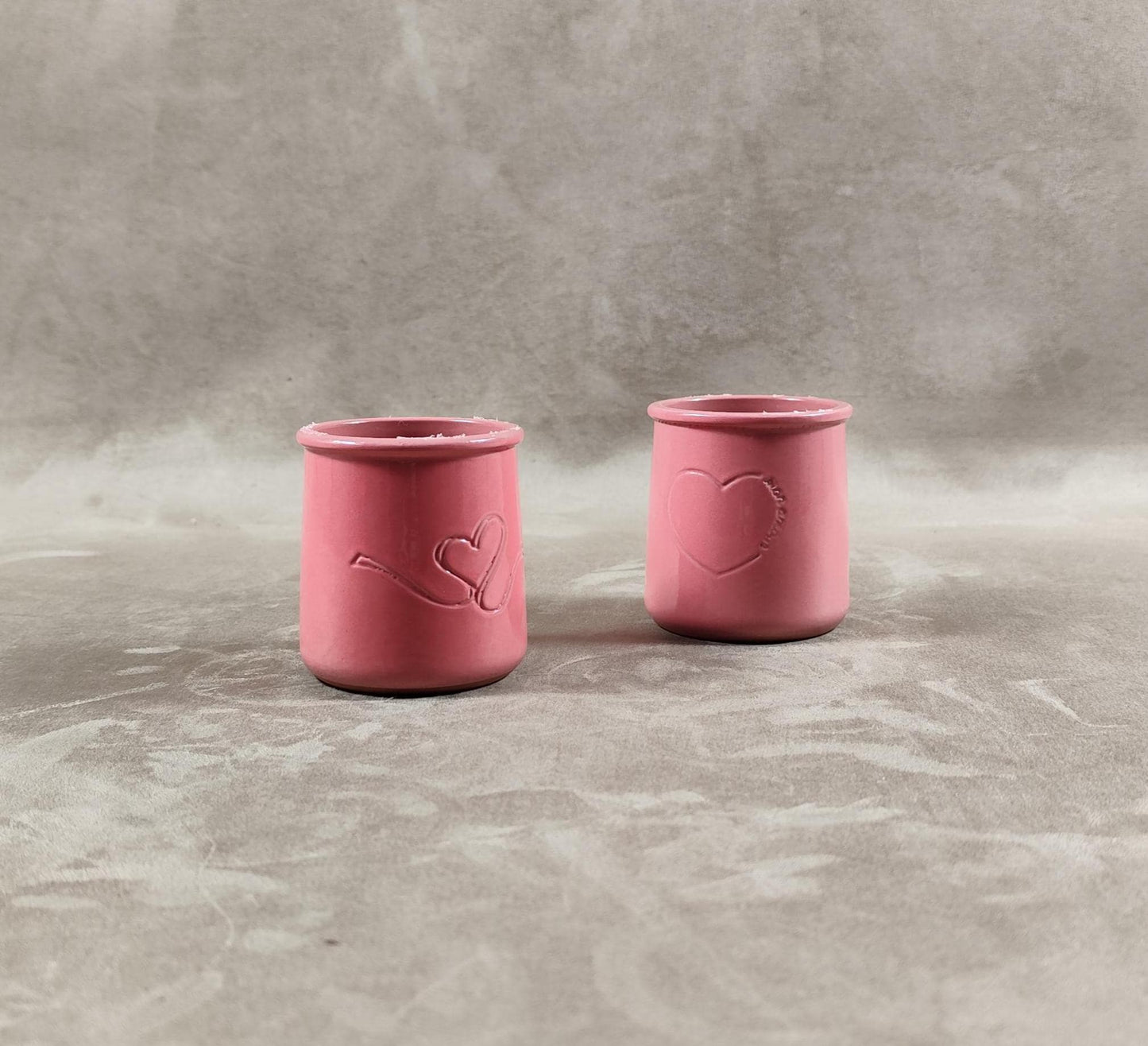 2 pot de yaourt La fermière "Saint Valentin" en terre cuite émaillée made in France vintage 1990