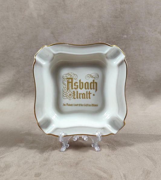 Cendrier publicitaire en faience Brandy Asbach Uralt Made in Germany Vintage 1970