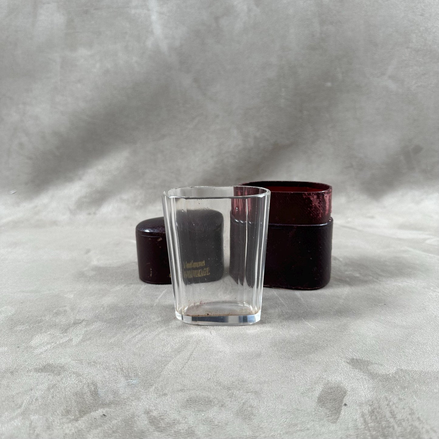 RARE Set de couvert de voyage en cuir bordeaux ancien XIXé siècle Made in France