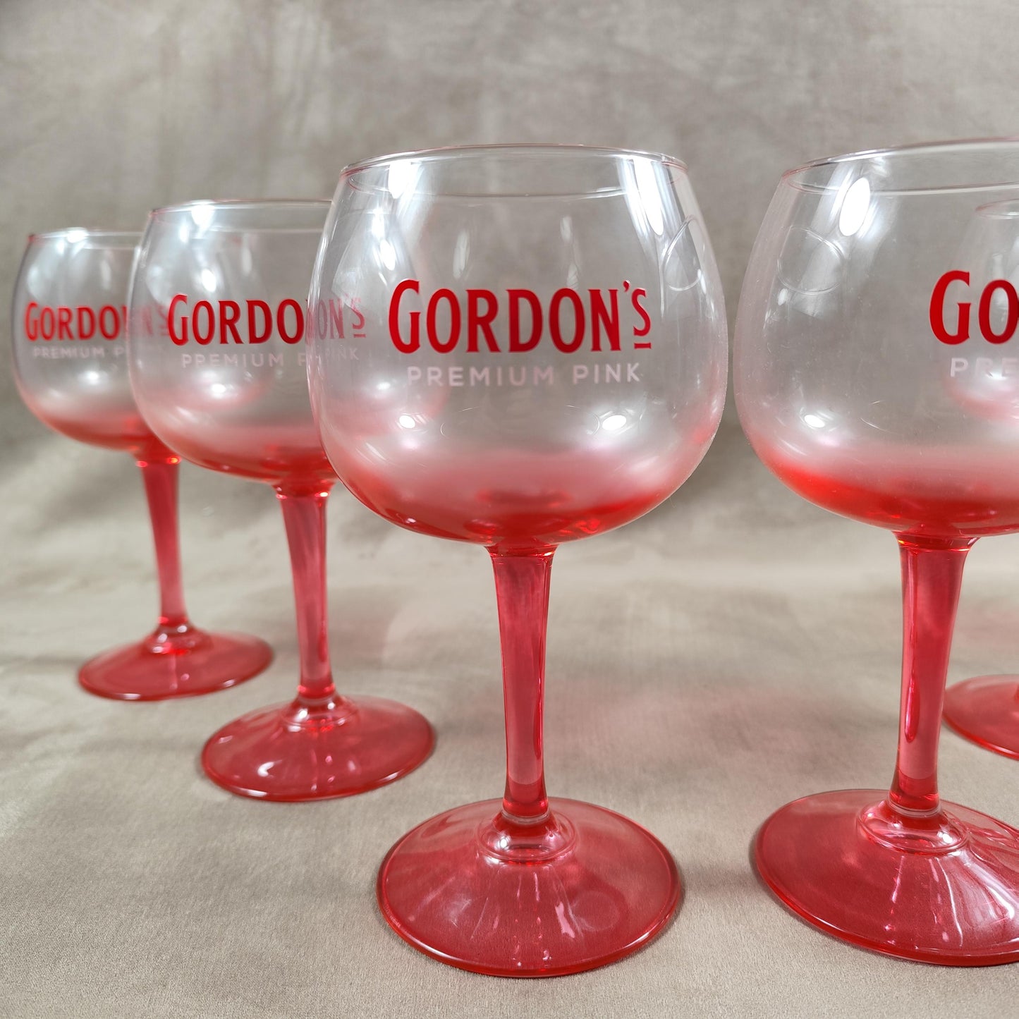 Lot de 6 verres Gordon's Gin Premium Pink vintage Made in France Vintage 1990