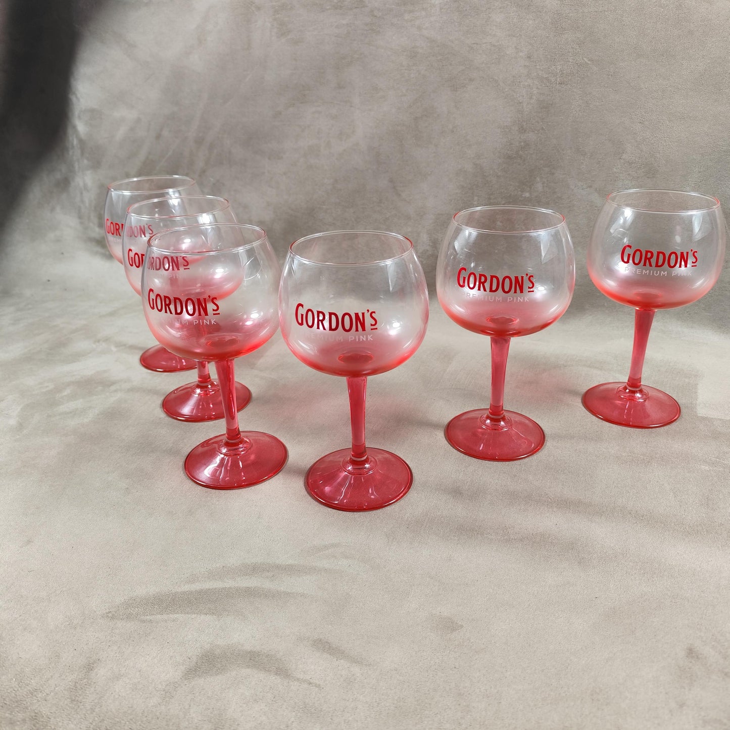 Lot de 6 verres Gordon's Gin Premium Pink vintage Made in France Vintage 1990