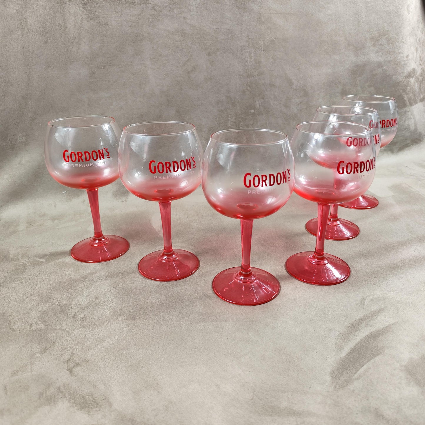 Lot de 6 verres Gordon's Gin Premium Pink vintage Made in France Vintage 1990