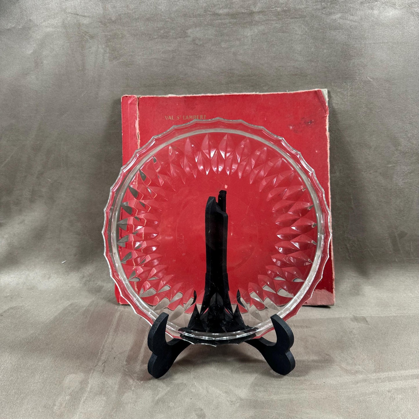 RARE Magnifique plateau en verre Val Saint Lambert vintage Made in France