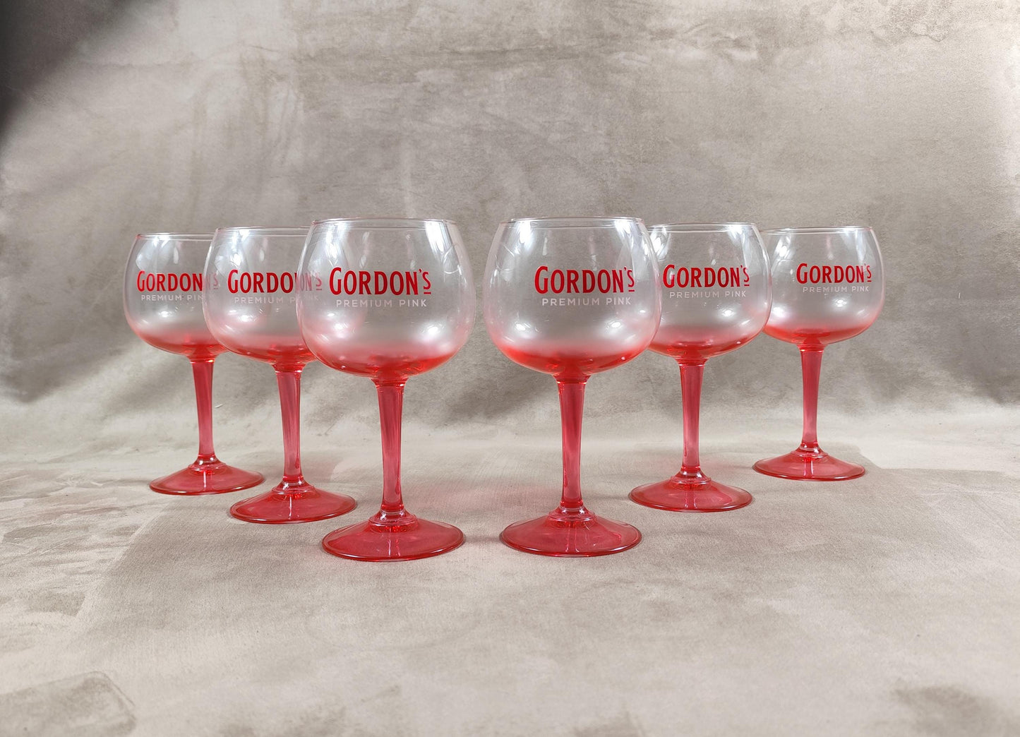 Lot de 6 verres Gordon's Gin Premium Pink vintage Made in France Vintage 1990