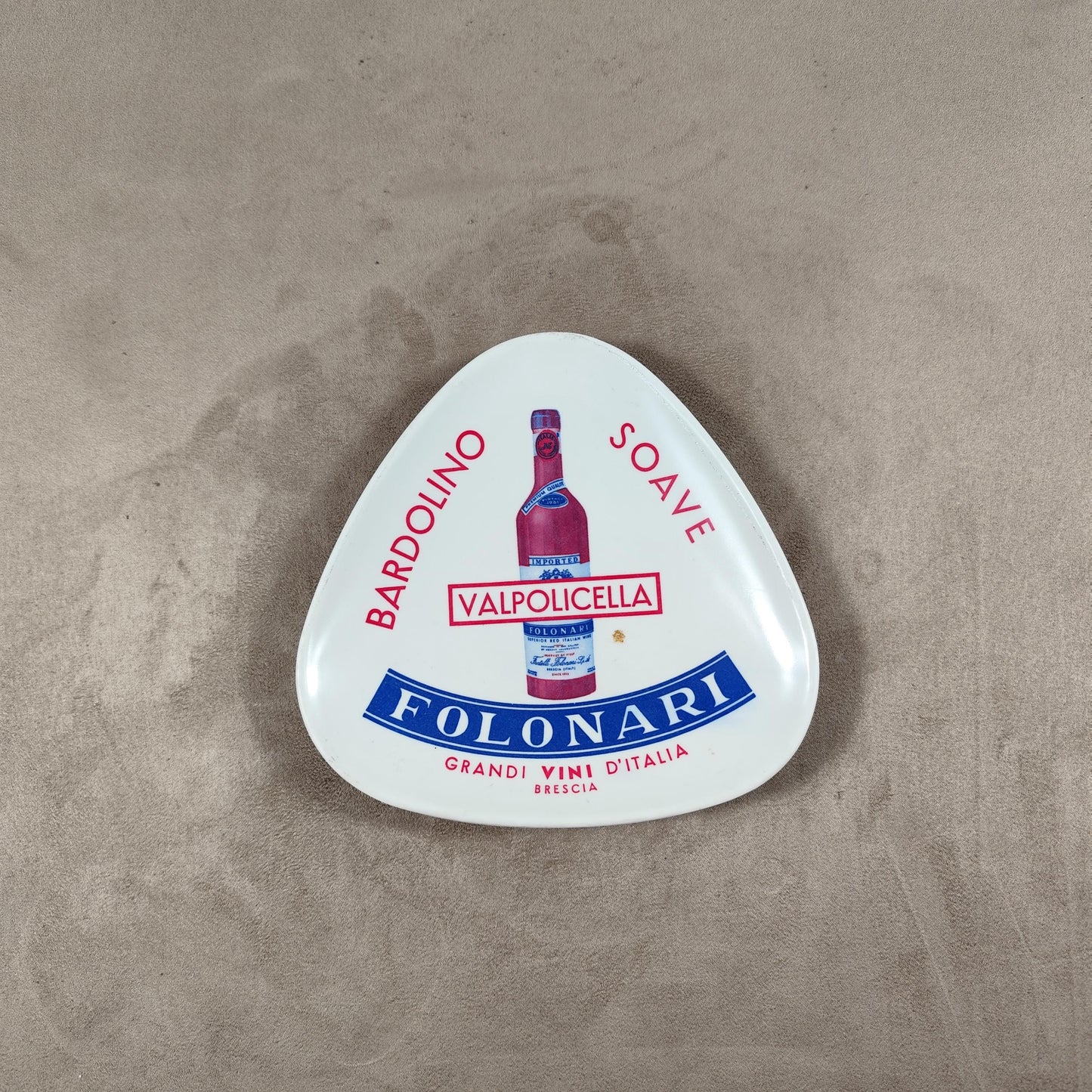 Cendrier vide poche publicitaire en plastique Folonari Valpolicella Vin Italien Made in Italy Vintage 1970
