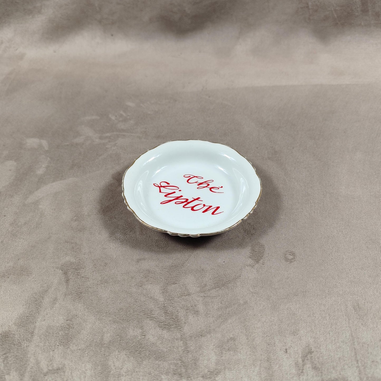 Cendrier Publicitaire en faience Thé Lipton par Moulin des Loups Made in France Vintage 1980