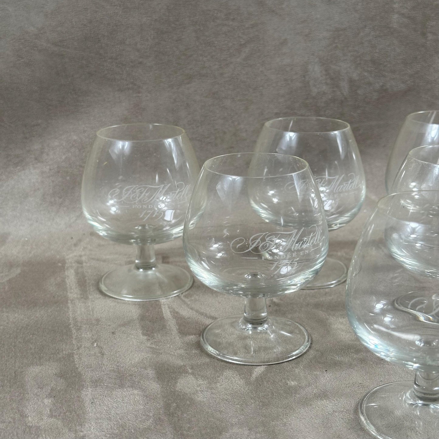 Lot de 6 verres a cognac en verre cognac J.F Martell vintage made in France 1980