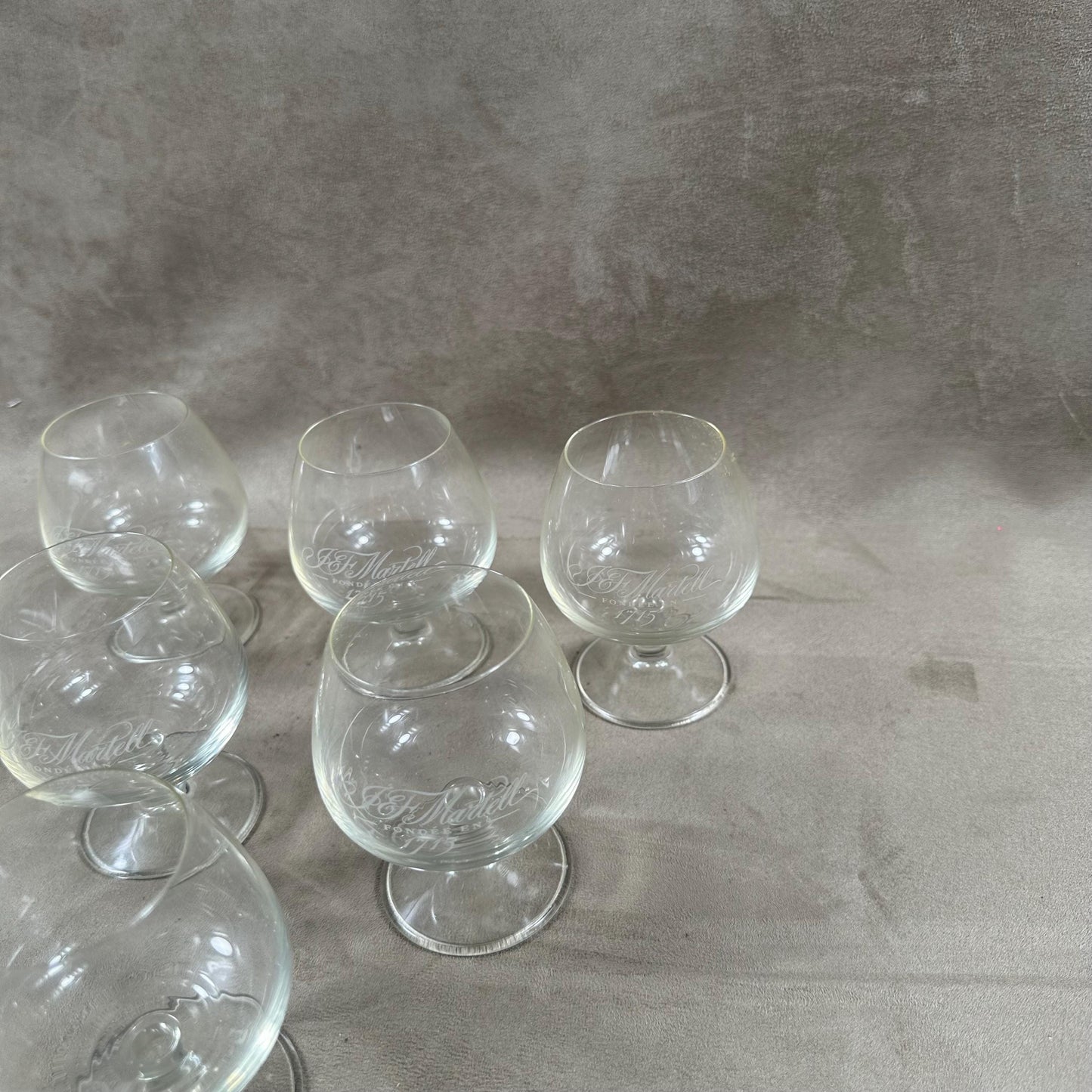 Lot de 6 verres a cognac en verre cognac J.F Martell vintage made in France 1980