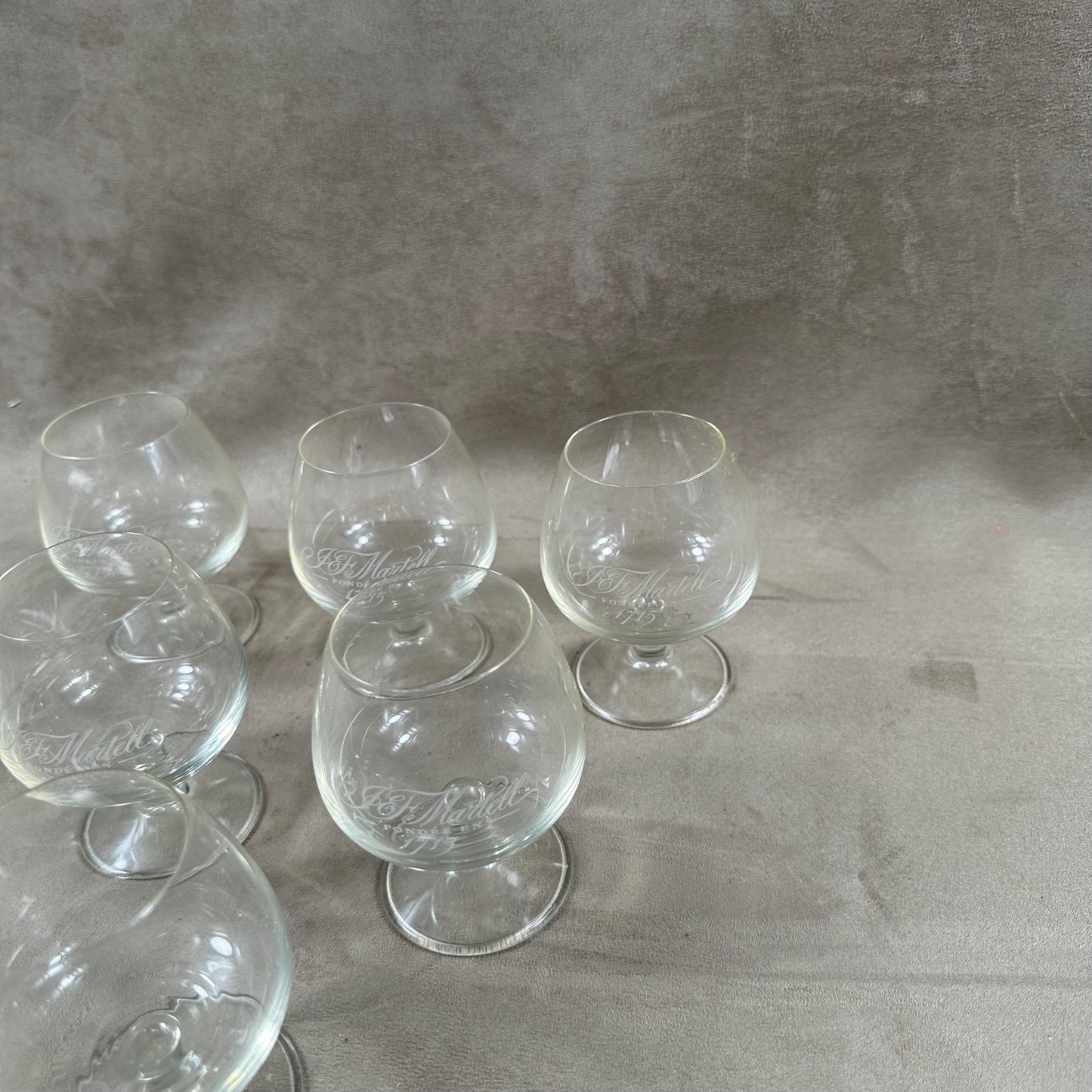 Lot de 6 verres a cognac en verre cognac J.F Martell vintage made in France 1980