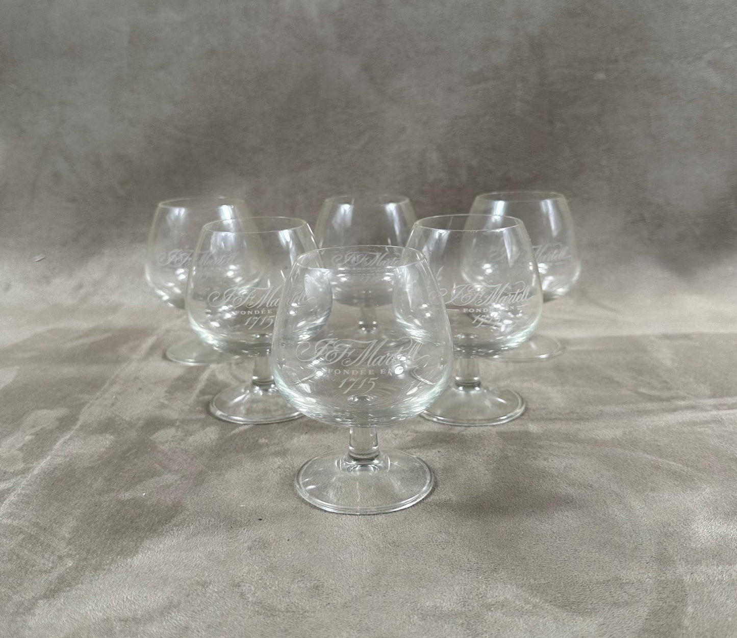 Lot de 6 verres a cognac en verre cognac J.F Martell vintage made in France 1980