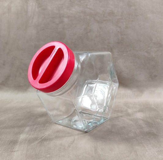 Bonbonnière, Bocal à biscuit en verre Borgonovo Made in Italy Vintage 1980
