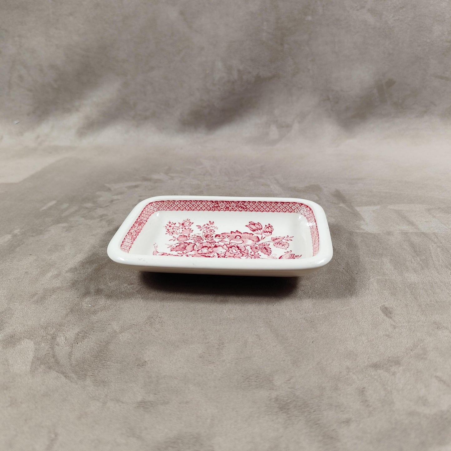 RARE Porte savon en faience blanche et rouge par Mason's Made in England 1900