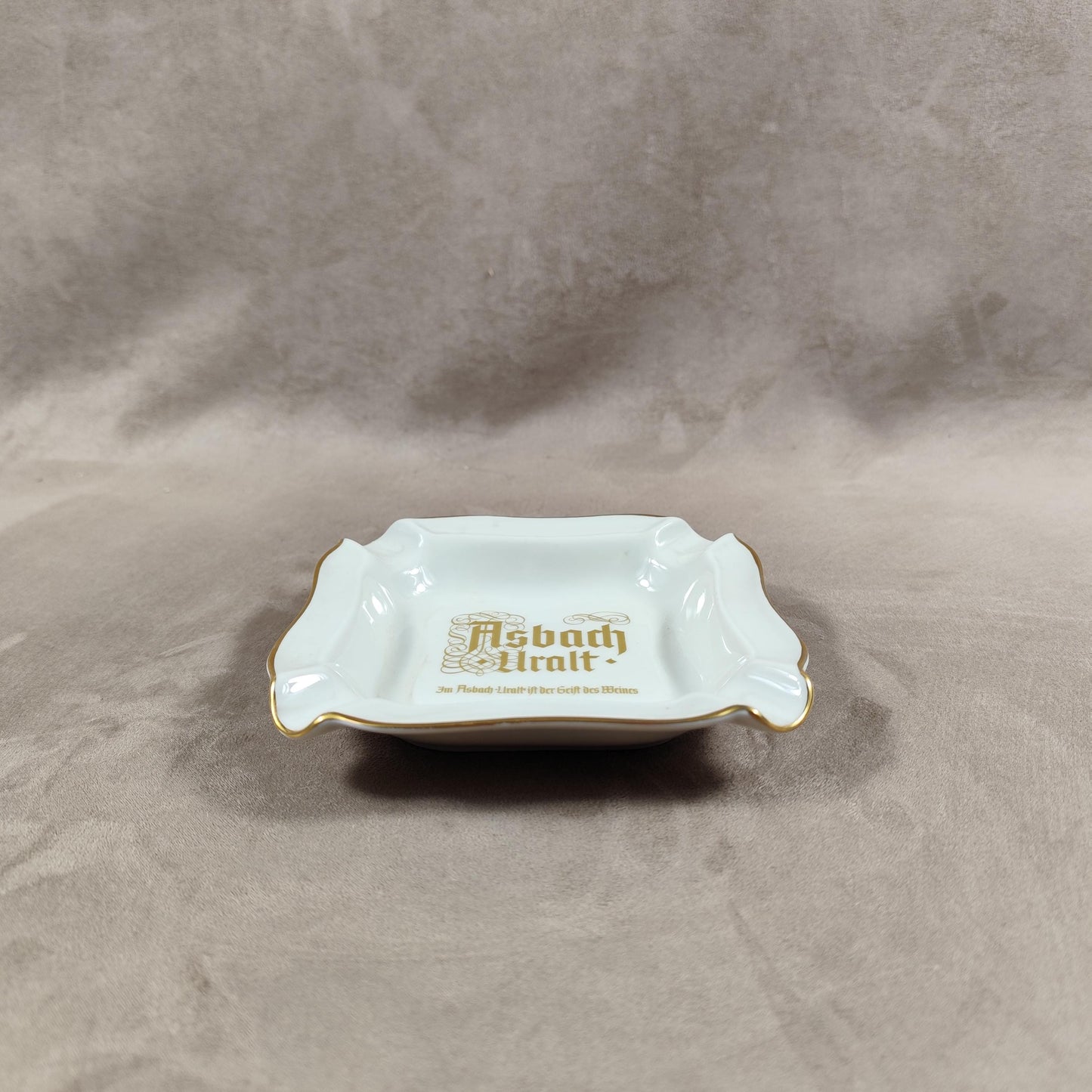 Cendrier publicitaire en faience Brandy Asbach Uralt Made in Germany Vintage 1970