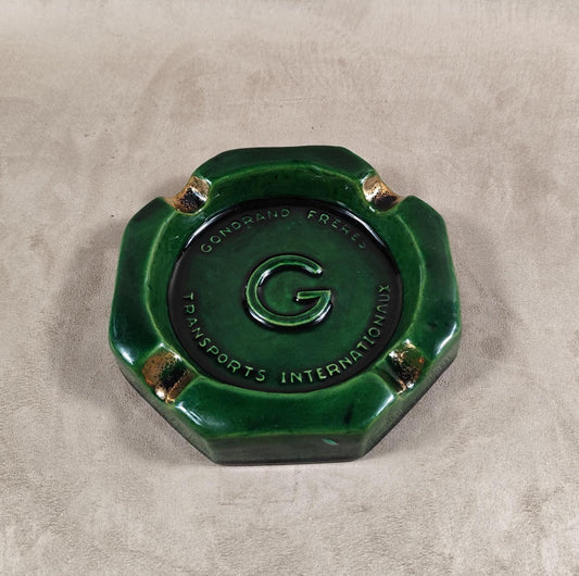 Cendrier Publicitaire en faience Gondrand Frères Transports Internationaux Made in France Vintage 1970