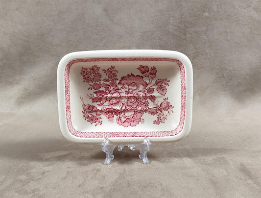 RARE Porte savon en faience blanche et rouge par Mason's Made in England 1900