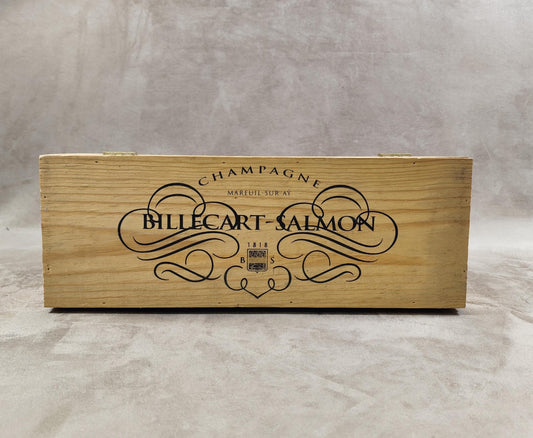 Caisse en bois de champagne Billecart Salmon Made in France Années 1970