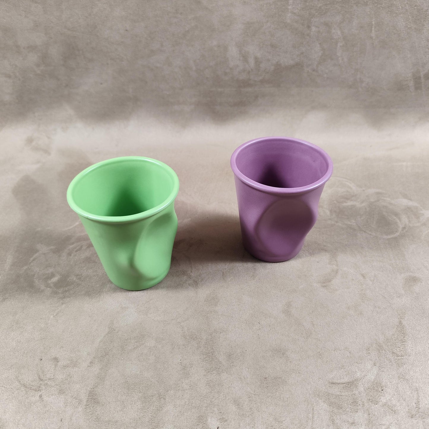 Lot de 2 grand gobelet Froissé REVOL en céramique, Made in France, Vintage 2000