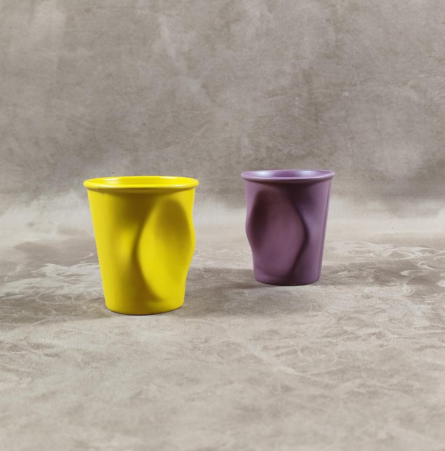 Lot de 2 grand gobelet Froissé REVOL en céramique, Made in France, Vintage 2000