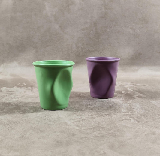 Lot de 2 grand gobelet Froissé REVOL en céramique, Made in France, Vintage 2000