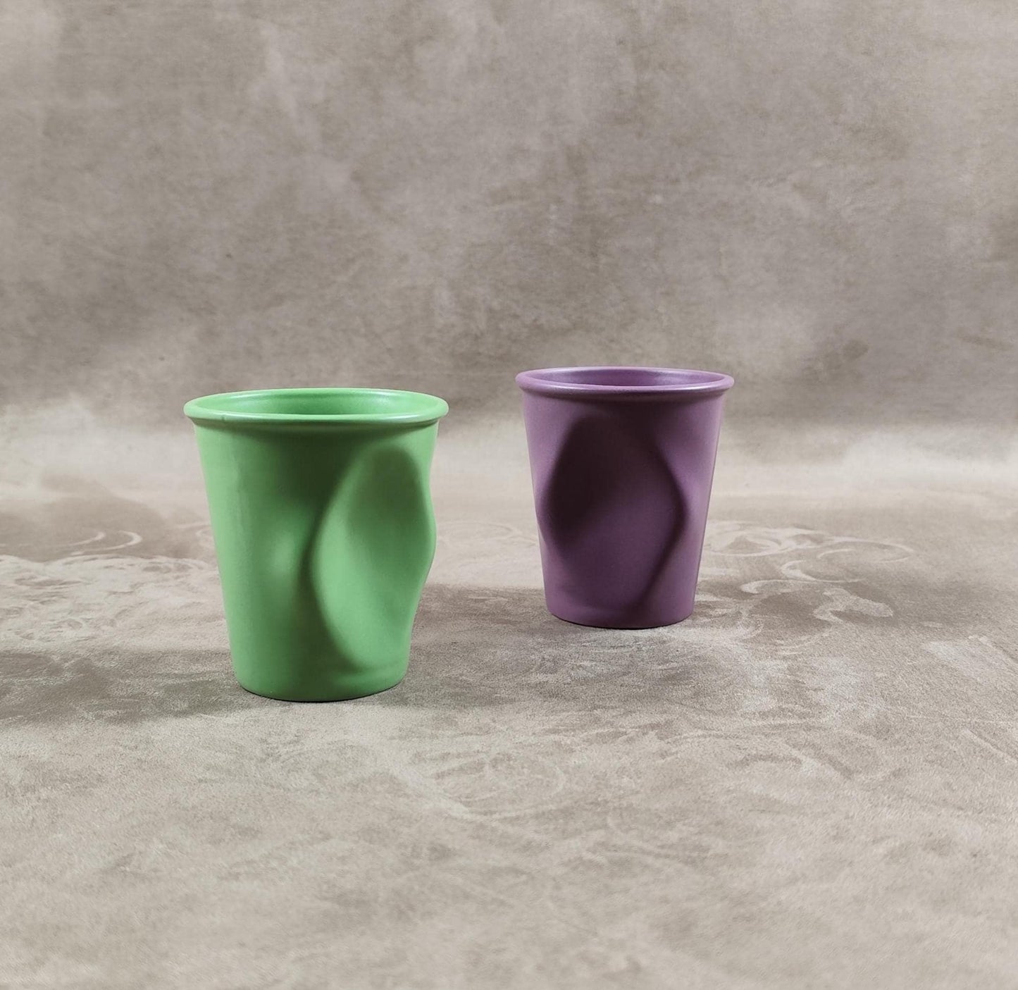 Lot de 2 grand gobelet Froissé REVOL en céramique, Made in France, Vintage 2000