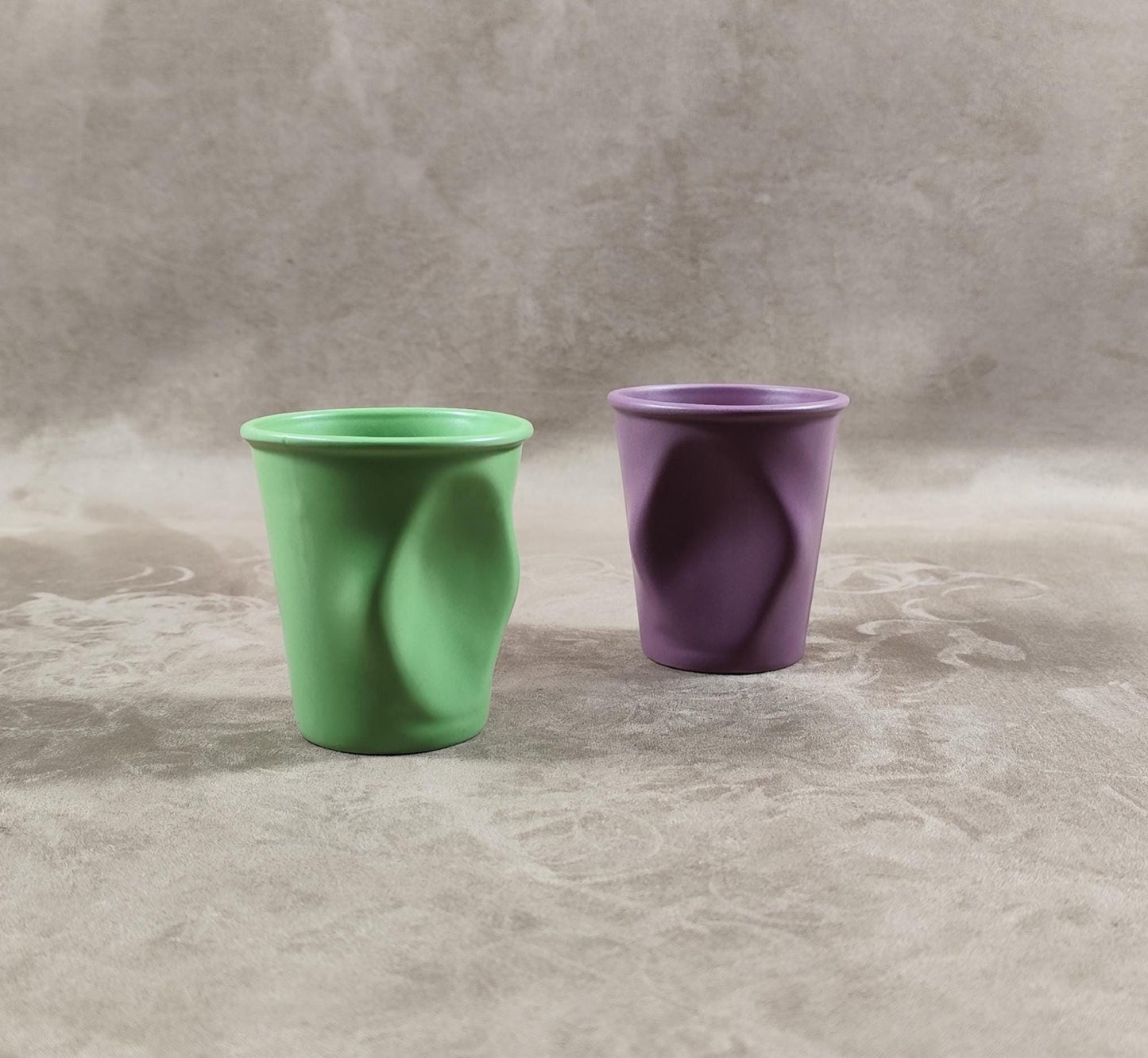 Lot de 2 grand gobelet Froissé REVOL en céramique, Made in France, Vintage 2000