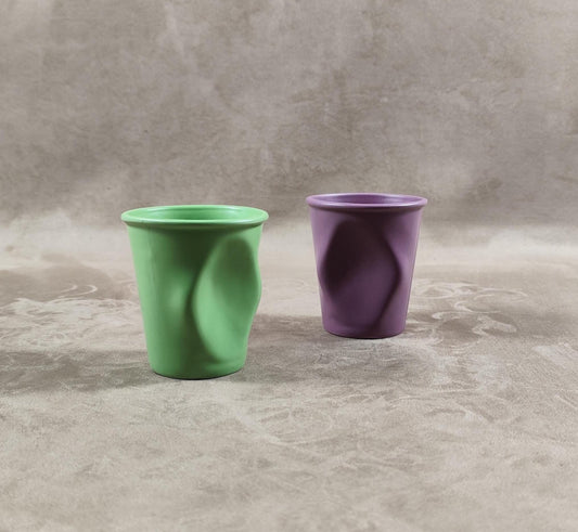 Lot de 2 grand gobelet Froissé REVOL en céramique, Made in France, Vintage 2000