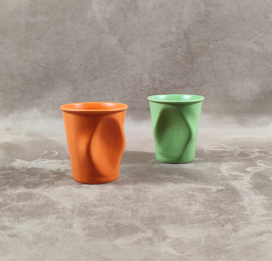 Lot de 2 grand gobelet Froissé REVOL en céramique, Made in France, Vintage 2000