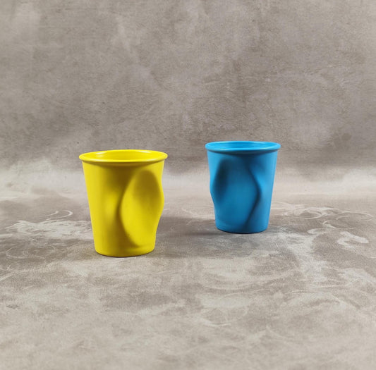 Lot de 2 grand gobelet Froissé REVOL en céramique, Made in France, Vintage 2000