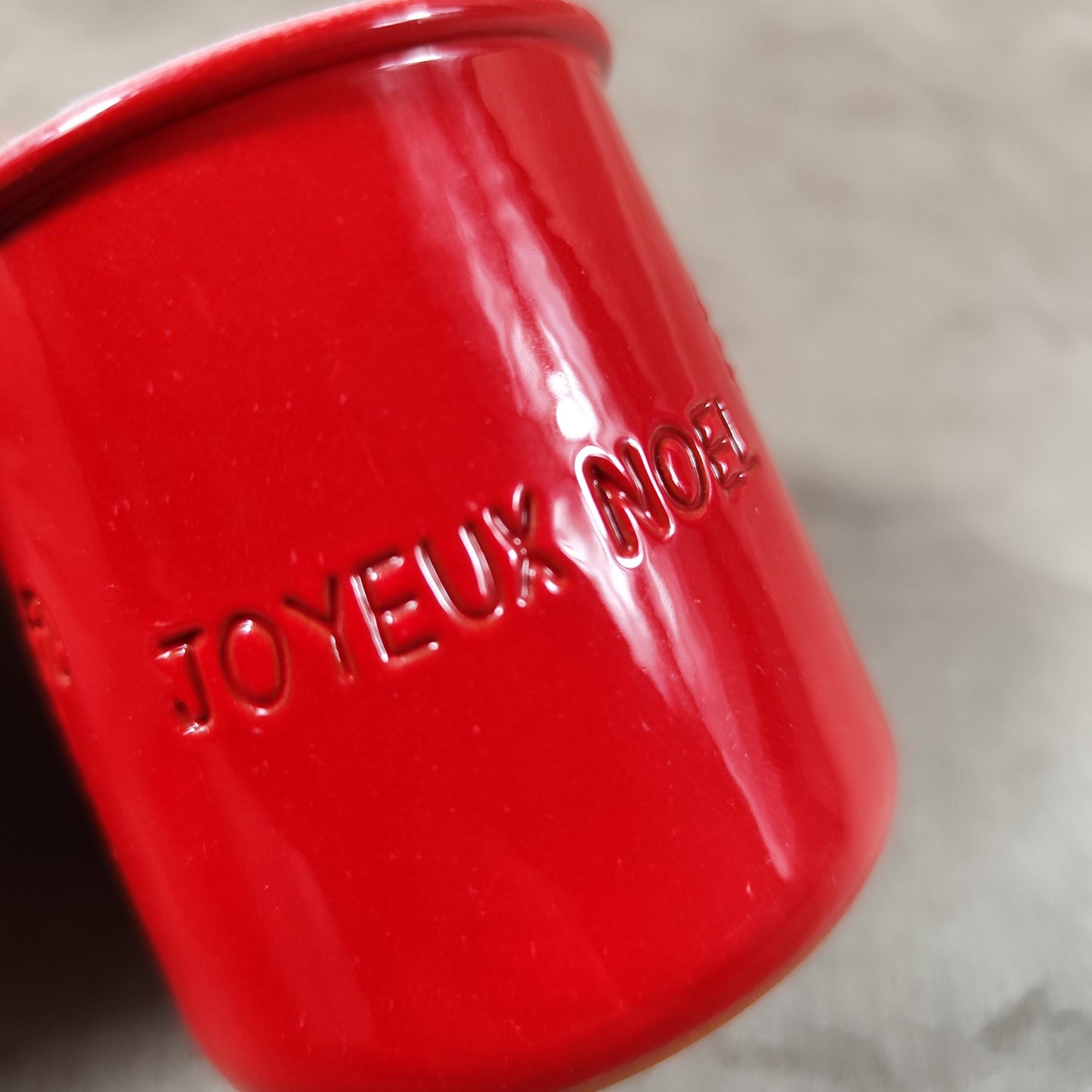 2 pot de yaourt La fermière "Joyeux Noel" en terre cuite émaillée rouge made in France vintage 1990